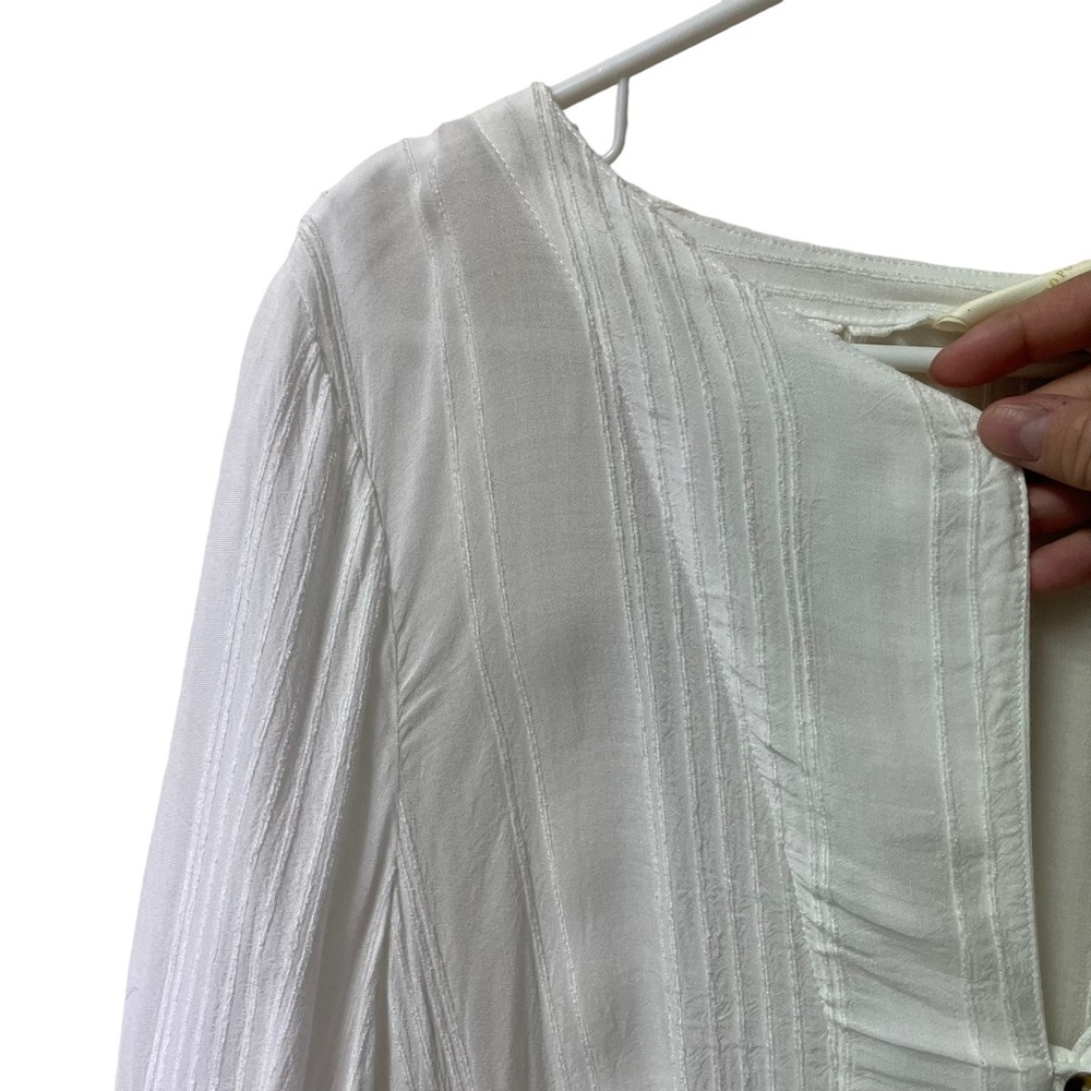 Anthropologie Maeve Isolode Waisted Sheer Rayon Button Front Blouse White SZ 14 - Picture 11 of 11
